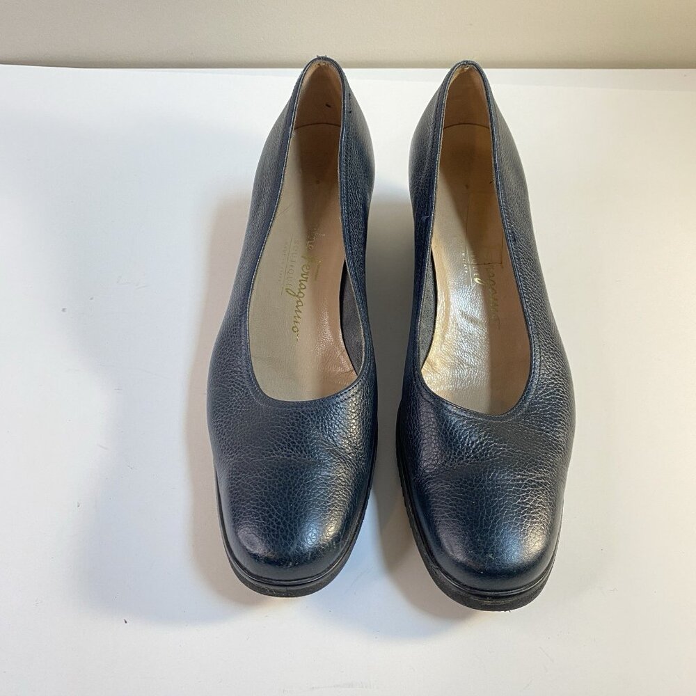 Salvatore Ferragamo Italian Boutique Womens Shoes Wedge Flats Size 8 Black - Picture 2 of 12